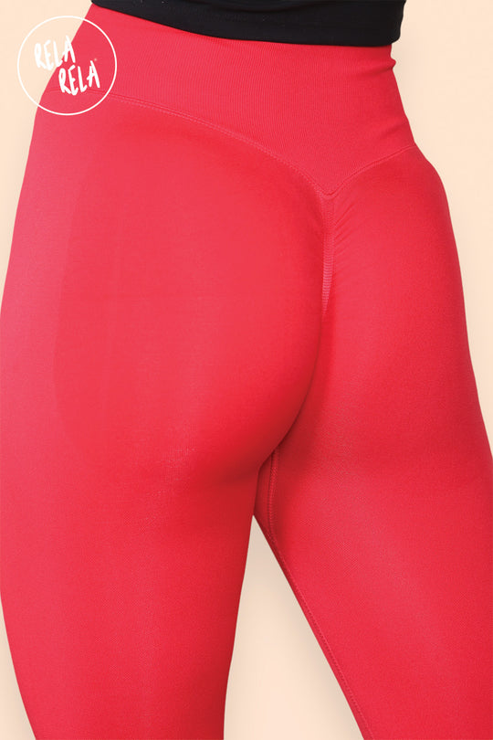 Scrunch Bum High Waisted Leggings in Red