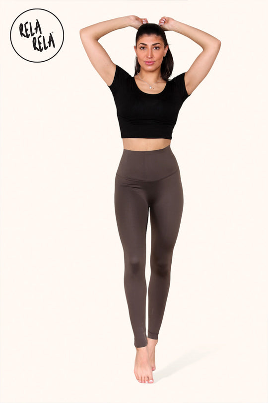 High Waisted Sculpting Leggings in Chocolate