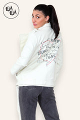 Graffiti Design Faux Leather Biker Jacket Zipper Outwear Coat back