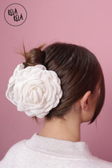 3D White Rose 12CM Hair Claws