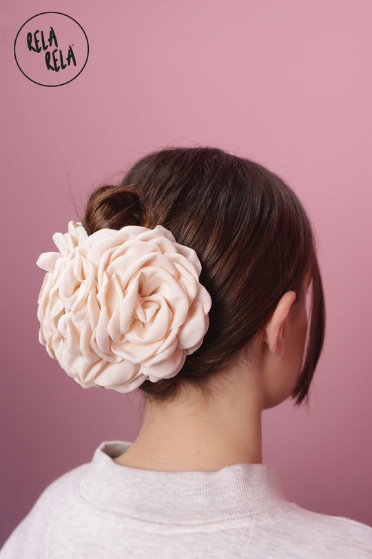 3D Cream Rose 12CM Hair Claws