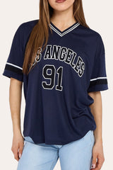 Los Angeles Oversized Football Jersey T-Shirt in Navy