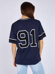 Los Angeles Oversized Football Jersey T-Shirt in Navy