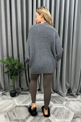 Oversized Slouchy Cropped Cardigan in Charcoal back