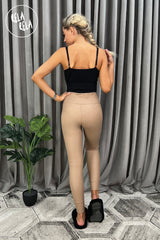 Essential Stretchy PU Leggings in Nude back