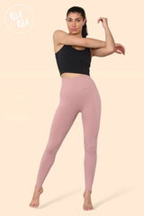 Scrunch Bum High Waisted Leggings in Dust Pink front 2