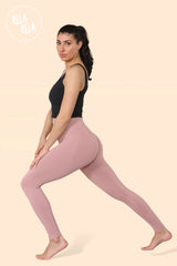 Scrunch Bum High Waisted Leggings in Dust Pink side 2