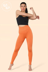 Scrunch Bum High Waisted Leggings in Orange front 2