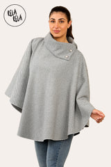 Cape Sleeve Belted Poncho Jacket Coat in Charcoal