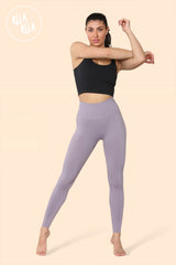Scrunch Bum High Waisted Leggings in Lilac front 2