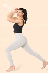 Scrunch Bum High Waisted Leggings in Stone side2