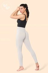 Scrunch Bum High Waisted Leggings in Stone side