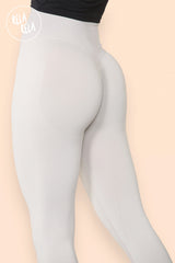 Scrunch Bum High Waisted Leggings in Stone front