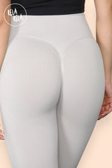 Scrunch Bum High Waisted Leggings in Stone back