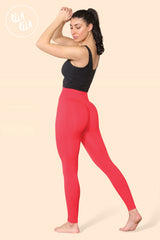 Scrunch Bum High Waisted Leggings in Red side