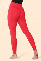 Scrunch Bum High Waisted Leggings in Red back