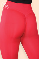 Scrunch Bum High Waisted Leggings in Red front