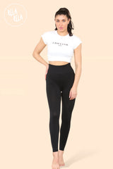 Scrunch Bum High Waisted Leggings in Black front 2