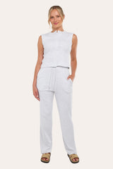 Soft Rib Sleeveless Top with Trousers Co-Ord Set in Bleach Grey
