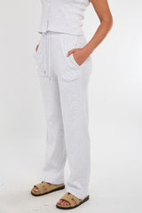 Soft Rib Sleeveless Top with Trousers Co-Ord Set in Bleach Grey