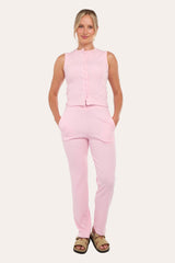 Soft Rib Sleeveless Top with Trousers Co-Ord Set in Pink