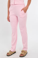Soft Rib Sleeveless Top with Trousers Co-Ord Set in Pink