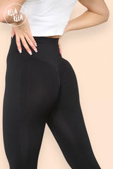 Scrunch Bum High Waisted Leggings in Black front