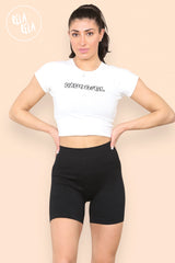 Thick Ribbed High Waisted Cycling Shorts Gym Shorts in Black front 2