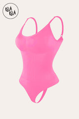 Pink seamless sculpting bodysuit with thin straps