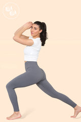 Ribbed Thick Waistband Leggings in Charcoal side
