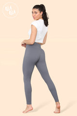 Ribbed Thick Waistband Leggings in Charcoal back