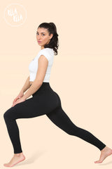 Ribbed Thick Waistband Leggings in Black side