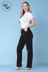 Classic High-Waist Rhinestone Detailed Straight Leg Black side