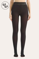 Viral Winter Stretchy High Waisted Thermal Leggings – Lined Pantyhose in Cocoa/Black