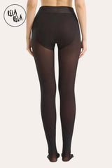 Viral Winter Stretchy High Waisted Thermal Leggings – Lined Pantyhose in Cocoa/Black