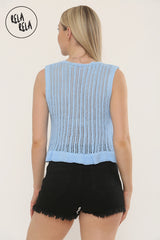 Crochet Tie Front Frill Detailed Top in Blue