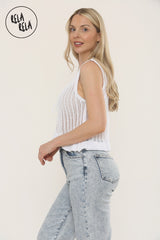 Crochet Tie Front Frill Detailed Top in White