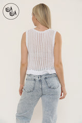 Crochet Tie Front Frill Detailed Top in White