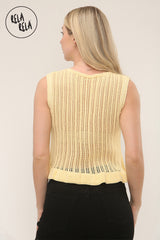 Crochet Tie Front Frill Detailed Top in Yellow