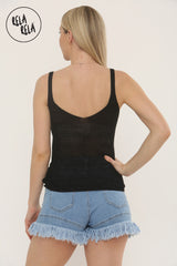 Summer Sleeveless Shimmery V Neck Cami Vest Tank Top in Black