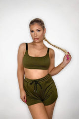 Rib Lounge Bralette in Khaki