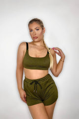 Rib Lounge Bralette in Khaki