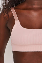 Rib Lounge Bralette in Blush detail