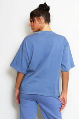Oversized Iconic Sport Short Sleeve Crew Neck Cotton T-Shirt in Washed Blue