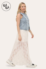 Elegant sheer white lace skirt for women