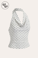 A Ghost Mannequin (Invisible Mannequin) product shot of Rela Rela’s Draped White Mesh Halter Top
