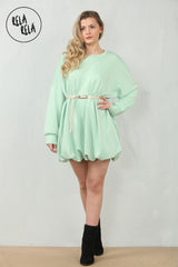 Belted Bubble Hem Mini Dress in Mint