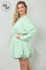 Belted Bubble Hem Mini Dress in Mint