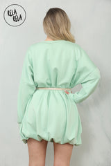 Belted Bubble Hem Mini Dress in Mint