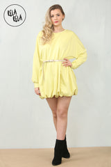 Belted Bubble Hem Mini Dress in Yellow
